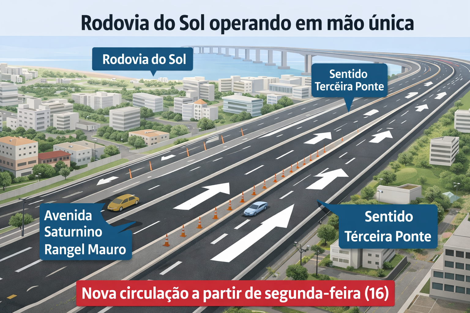 Rodovia do Sol passa a ter mão única com novo sistema viário em Vila Velha