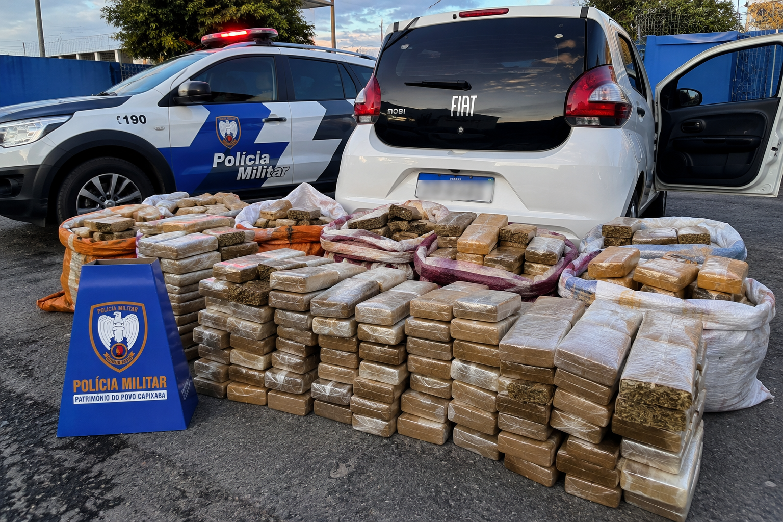 PM apreende mais de 160 quilos de maconha escondidos em carro em Linhares