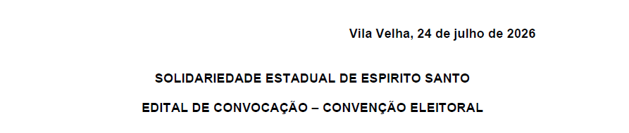 Solidariedade publica edital de convocação para Convenção Eleitoral Estadual