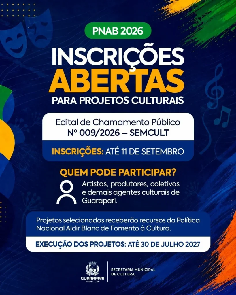 Guarapari abre inscrições para seleção de projetos culturais pela PNAB